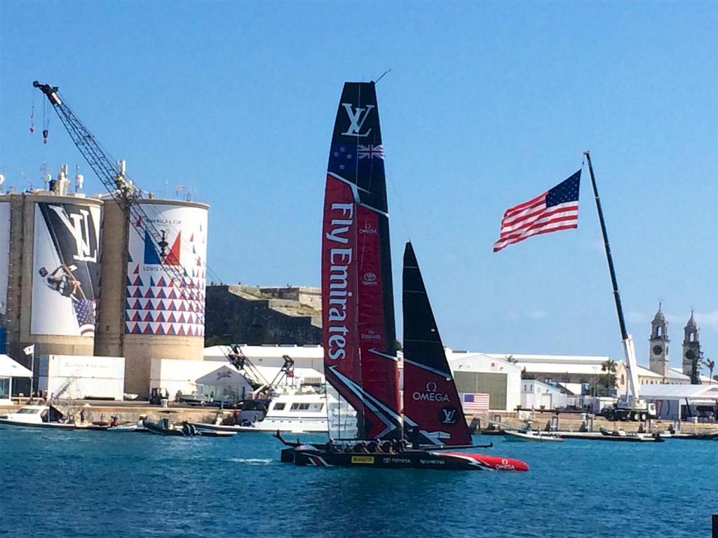 Emirates Team NZ leaves their base for a training sail on June 17, 2017 © Richard Gladwell www.photosport.co.nz